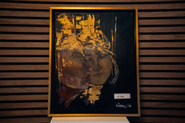 Abstraktes Porträt mit Goldakzenten